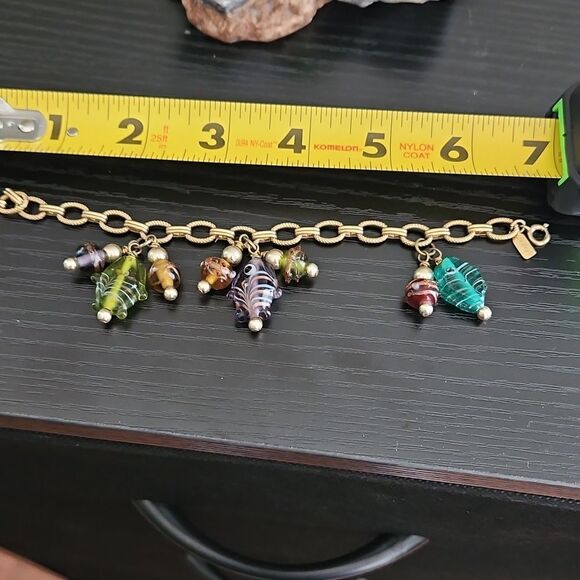 Monet Gold Bracelet With Glass Beads - Picture 5 of 5